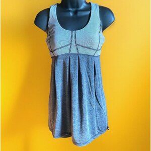 Lululemon Run Your Heart Out Tank Racerback Heathered Black White Microstripe 8